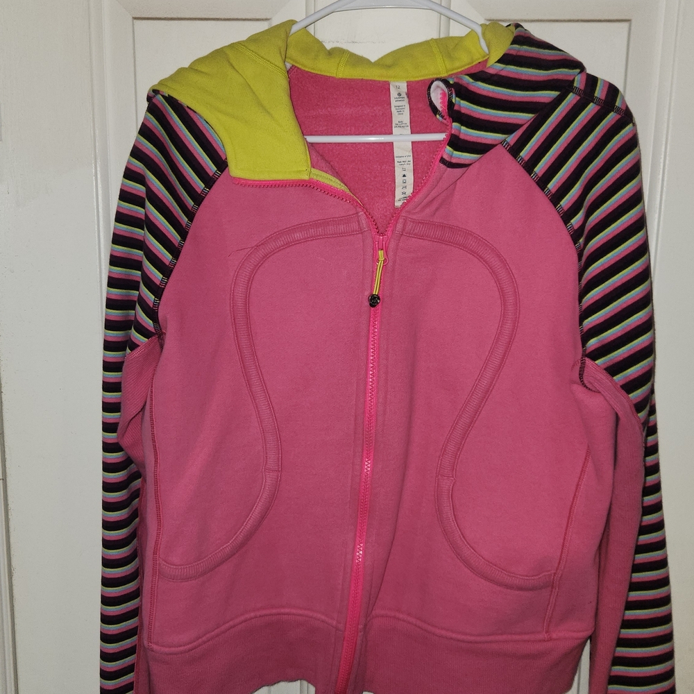 Lululemon Pink and Yellow Scuba Hoodie